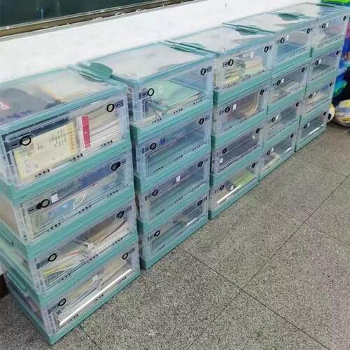 侧开门衣物书籍收纳箱家用户外露营折叠收纳箱透明特大收纳箱轻奢