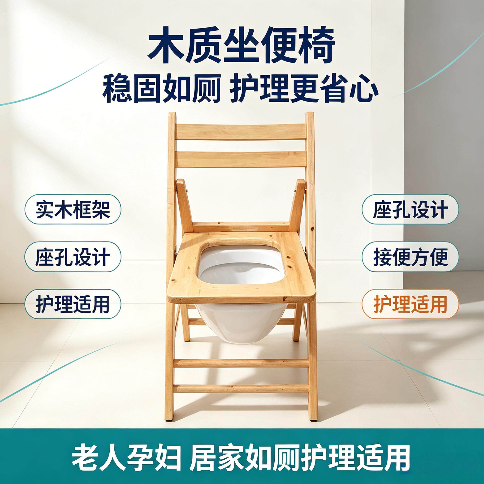 老人坐便椅实木孕妇坐便凳木质坐便器简易移动马桶椅厕所老年家用