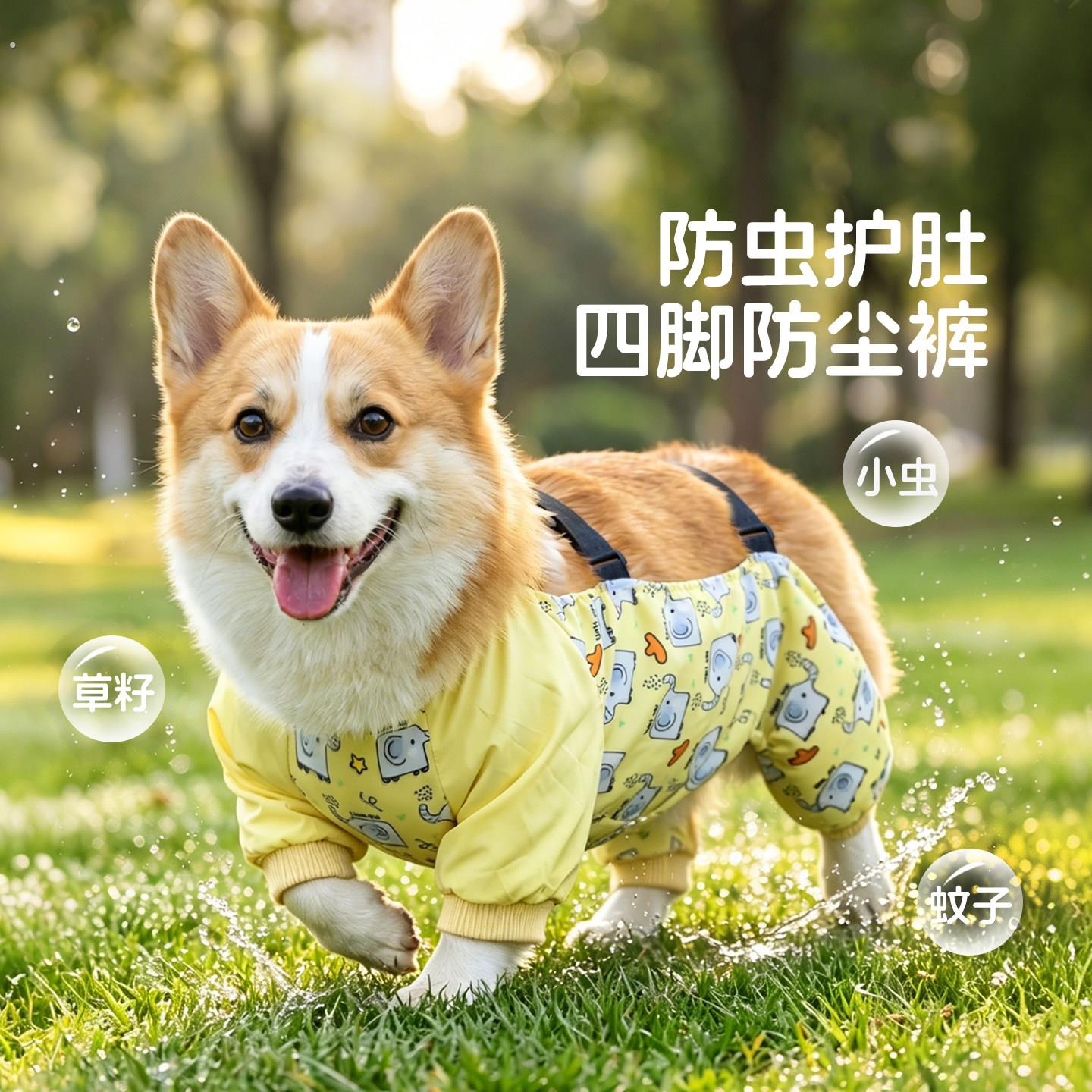 宠物狗狗柯基四脚衣防尘裤户外雨天遛狗神器雪纳瑞防水雨衣护肚衣