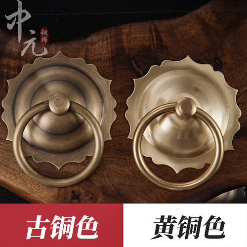 纯铜大门拉手中式仿古拉环铜环古建庭院祠堂老式门装饰门环铜把手