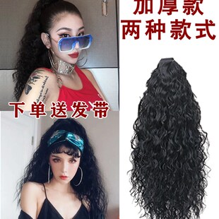 假发高马尾欧美蓬松hiphop嘻哈泡面小卷中长玉米烫绑带抓夹假辫子