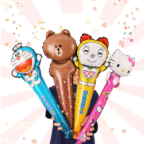 创意地推卡通手持气球 幼儿园活动小礼品 儿童生日助兴游戏玩具