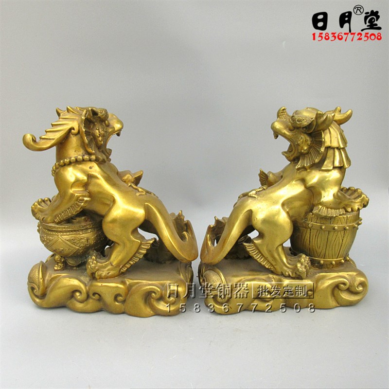 包邮黄铜铜貔貅一对聚财守财铜貔貅聚宝盆一桶金财富归来回头貔貅