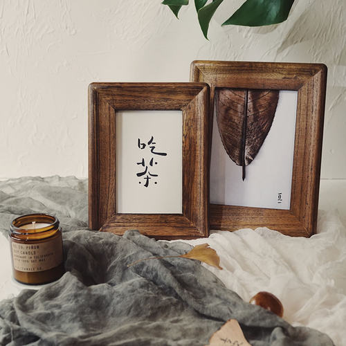 手工实木质加相框 6寸7寸创意框复古摆台挂墙照片框装裱原木 画框