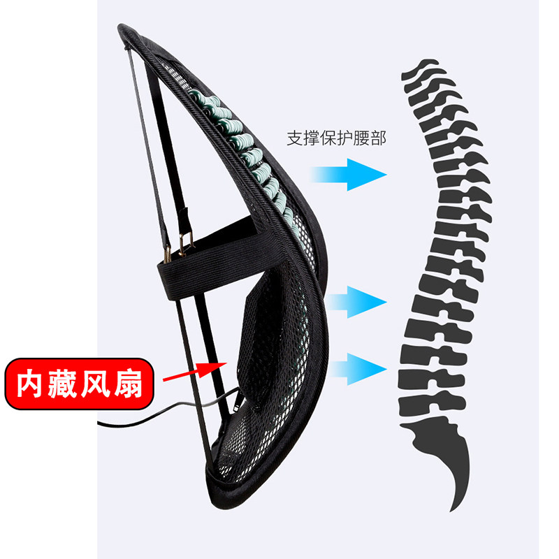 车载腰靠汽车用品夏天透气风机座椅靠背车用腰垫办公座椅通风靠垫