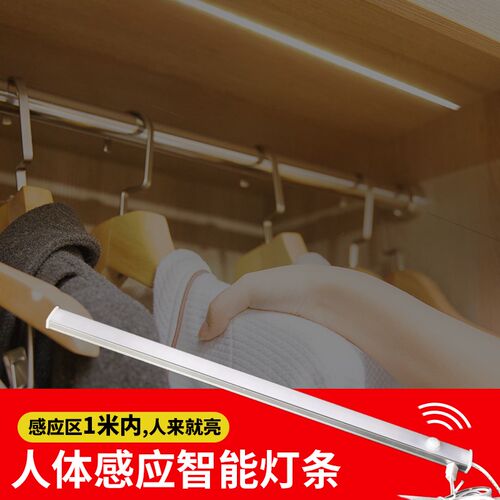 人体感应灯长条 橱柜灯带接线鞋柜玄关插电式智能led感应灯带有线