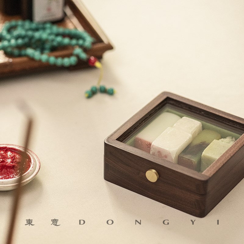 实木多功能书法印章盒个人印章收纳包木盒礼盒收纳盒整理盒桌面
