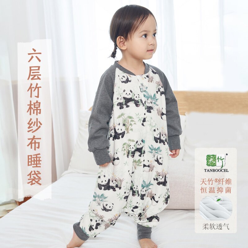 安旦春夏季婴幼儿六层竹棉纱布儿童睡袋宝宝连体衣安旦睡袋