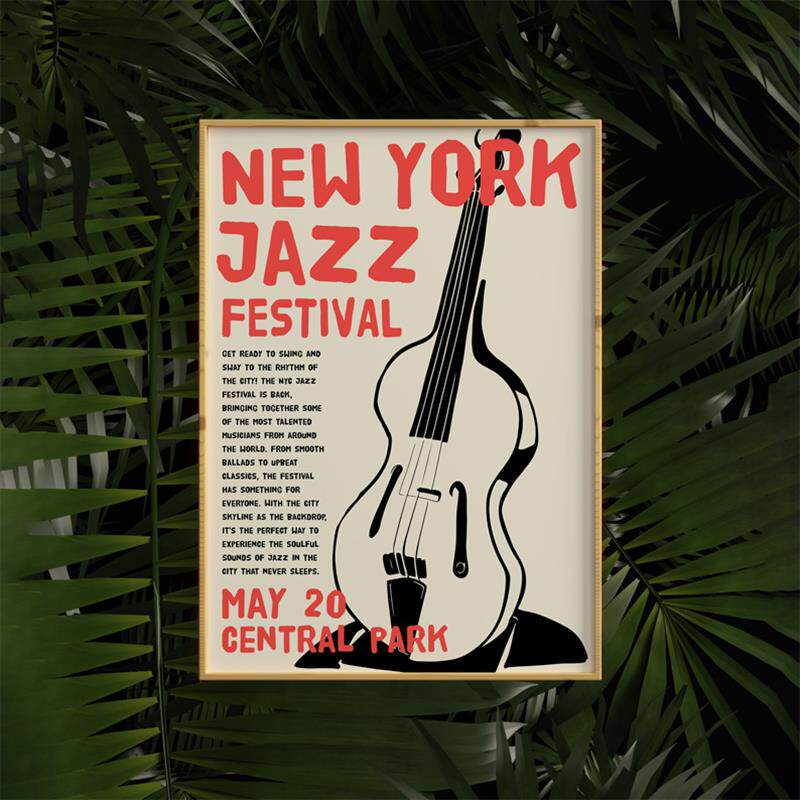 装饰画有框画挂画欧洲爵士乐音乐节海报JAZZ酒吧复古怀旧