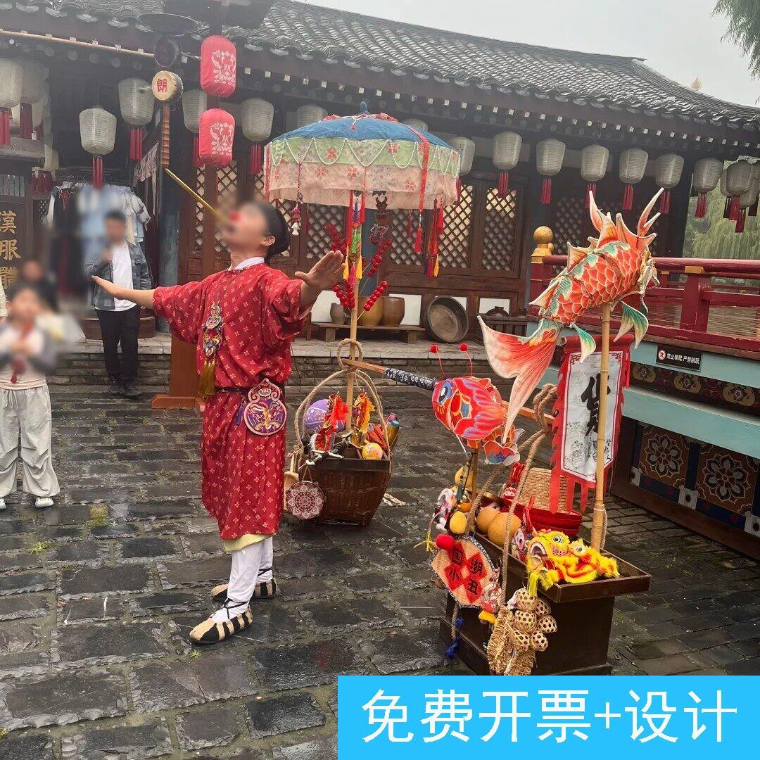 卖货郎道具景区庙会户外古风场景布置传承宋朝卖货郎挑担巡游活动