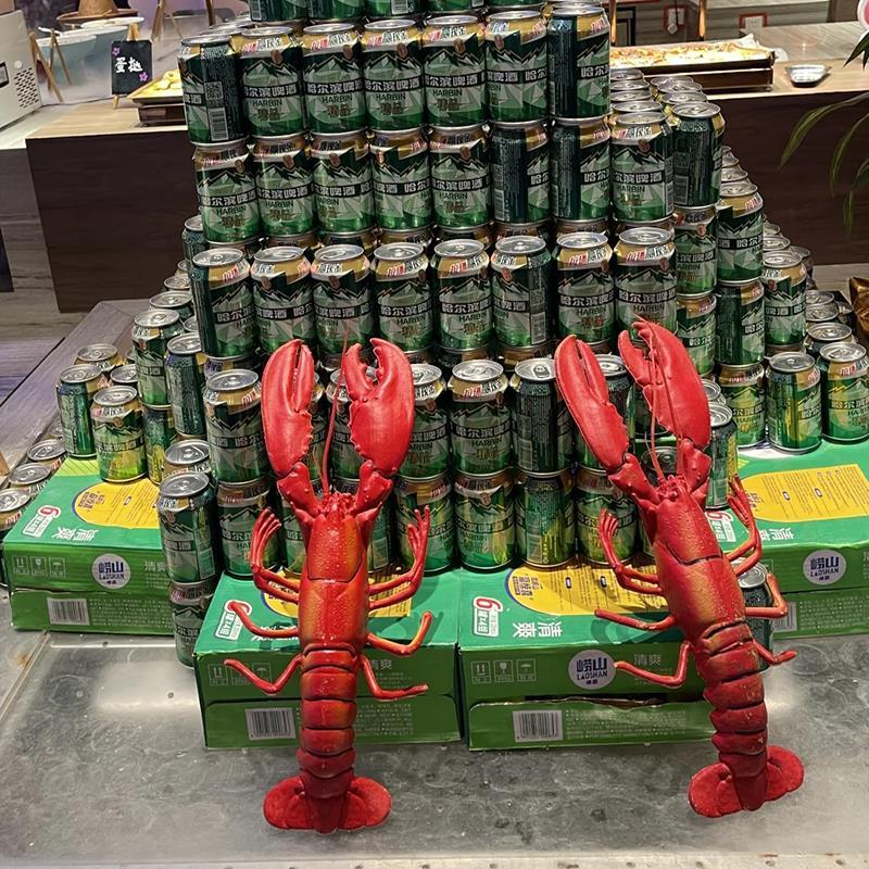 海鲜饭厅地中海风格装饰彷真大龙虾摆件网红龙虾馆氛围布置小龙虾