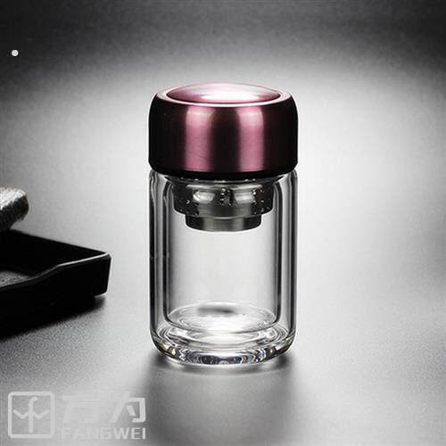 认准抖音创意便携迷你隔热双层玻璃杯小容量水杯子女士透明过滤网