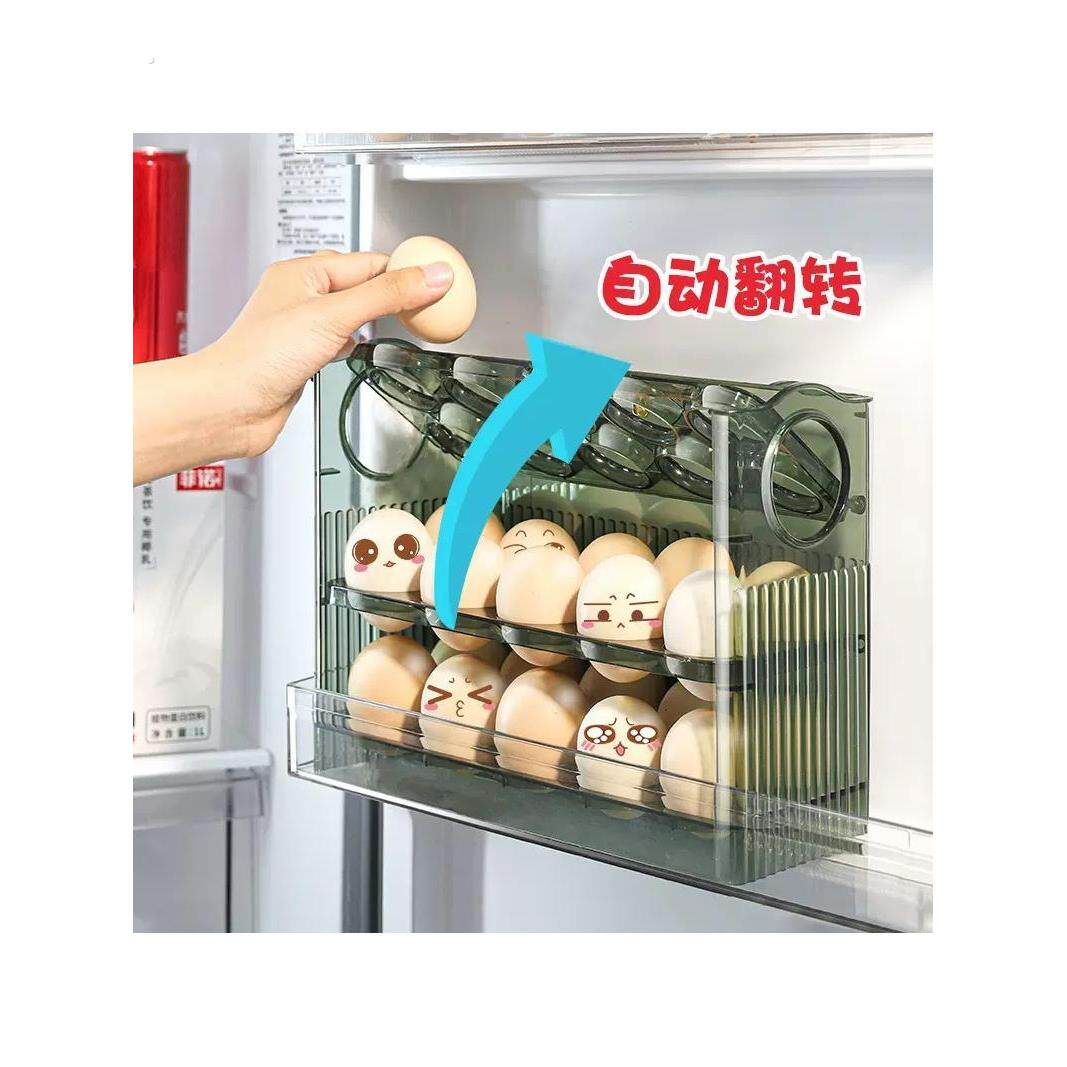鸡蛋收纳盒冰箱侧门加高三层鸡蛋托翻转鸡蛋架省空间收纳神器