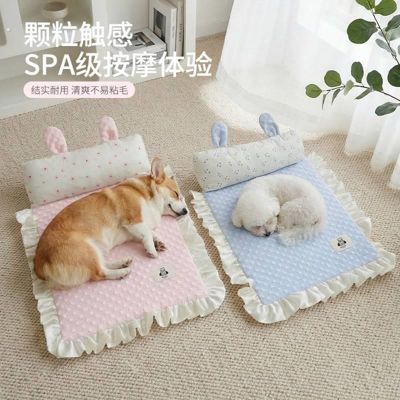 宠物冰垫狗狗凉席夏天睡垫子猫咪冰凉垫降温神器趴趴垫冰窝带枕头