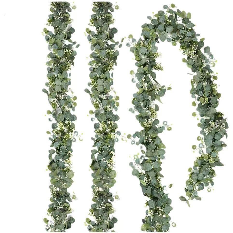 墙面挂饰仿真绿植尤加利藤条家居装饰空调管子遮丑藤蔓绿色植物