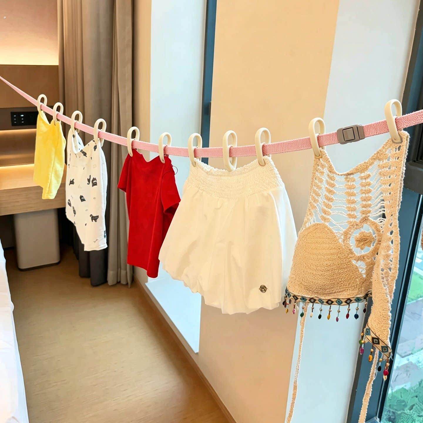 折叠衣架旅行晾衣神器出差住酒店便携旅游晾衣绳子室内外晾晒拉绳