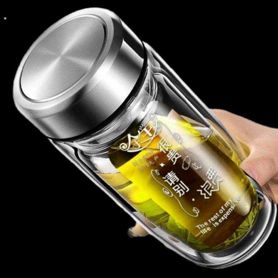 双层中空钢化玻璃杯摔不烂的保温水杯茶水分离男士2026防摔耐高温