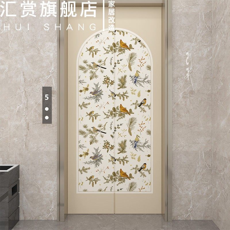 法式复古入户电梯门装饰贴纸一梯一户高级感贴画防水自粘翻新改造