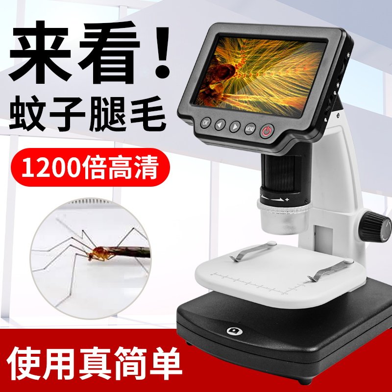 拜斯特1200倍放大镜高清数码显微镜带led灯儿童观察昆虫植物邮票