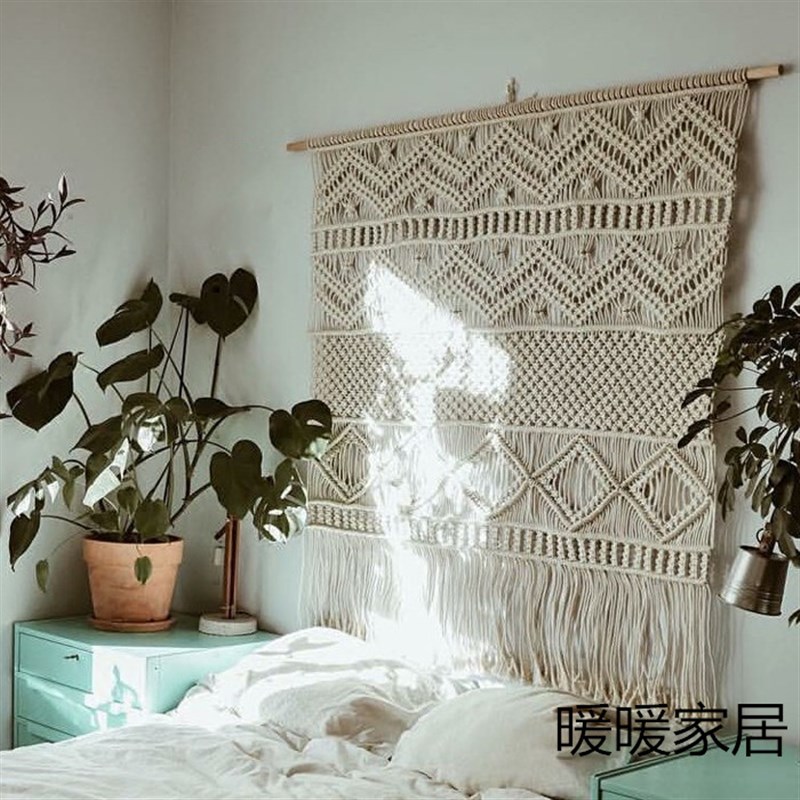 美丽心情.北欧风手工编织挂毯 卧室床头客厅背景墙挂件样板房壁画