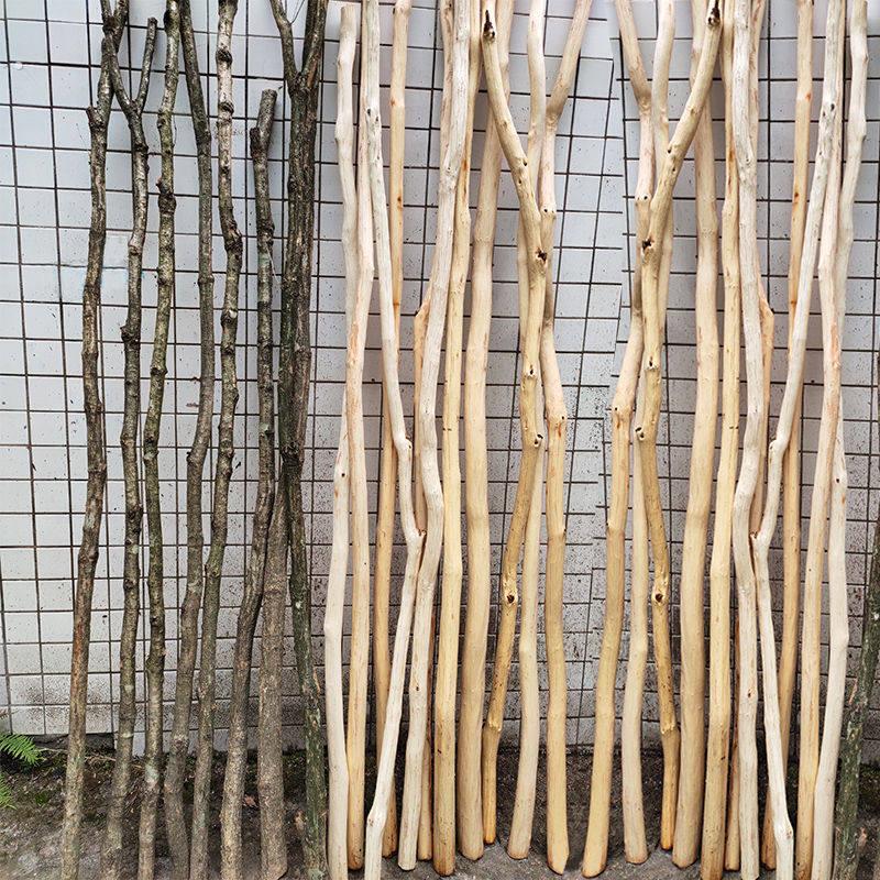 去皮原木干树枝树干挂衣杆展示架家居窗帘民宿隔断造景不规则木棍