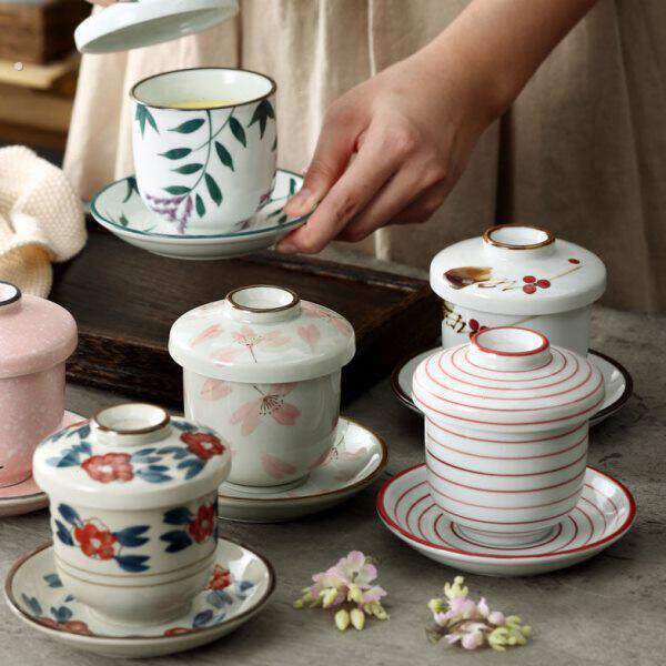 日式蒸蛋盅 带托盘带盖子子 蒸鸡蛋 料理汤碗日韩式餐具 炖盅甜品