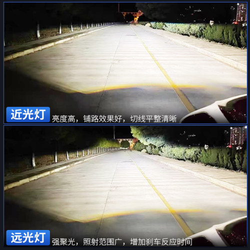 H4远近一体自带双光透镜灯泡汽车led大灯12V超亮改装强激光灯通用
