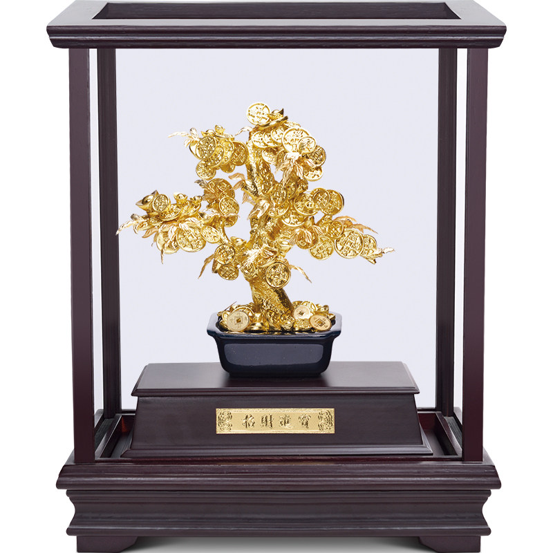 开业礼物金箔工艺品招财进宝公司办公室摆件发财树搬家乔迁新居礼