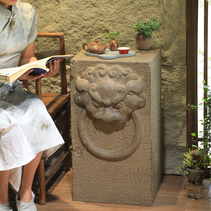 汉韵堂家居客厅新中式展示柱摆件户外庭院花园仿石墩花盆底座花墩