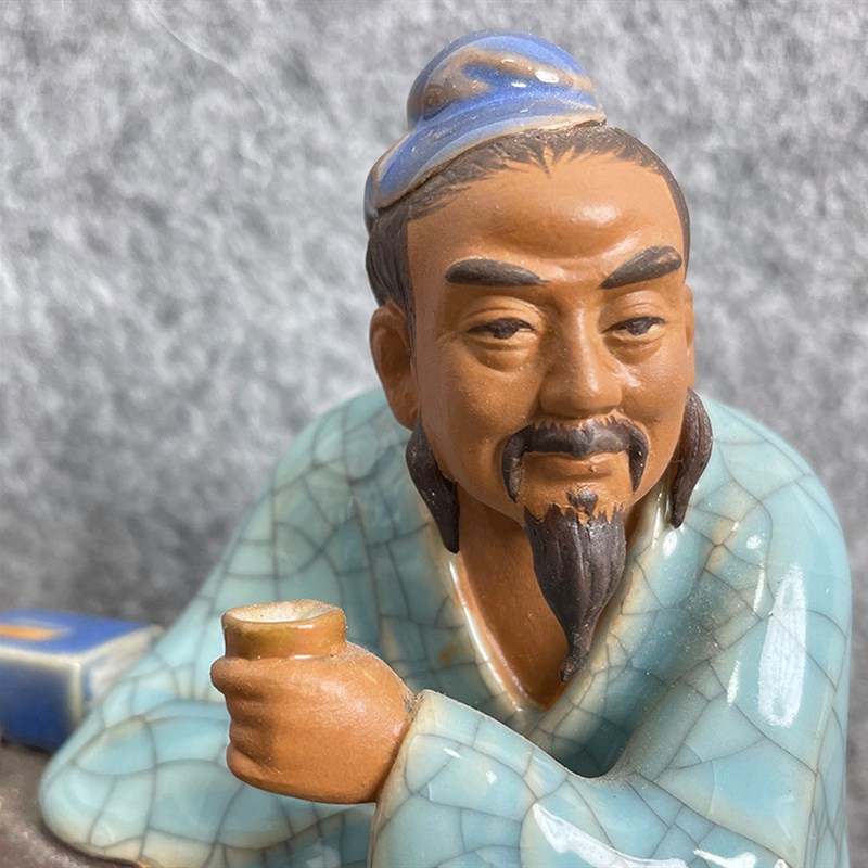 刘炳高档陶瓷陆羽品茶办公室家居客厅茶几台博古柜新中式摆件礼品