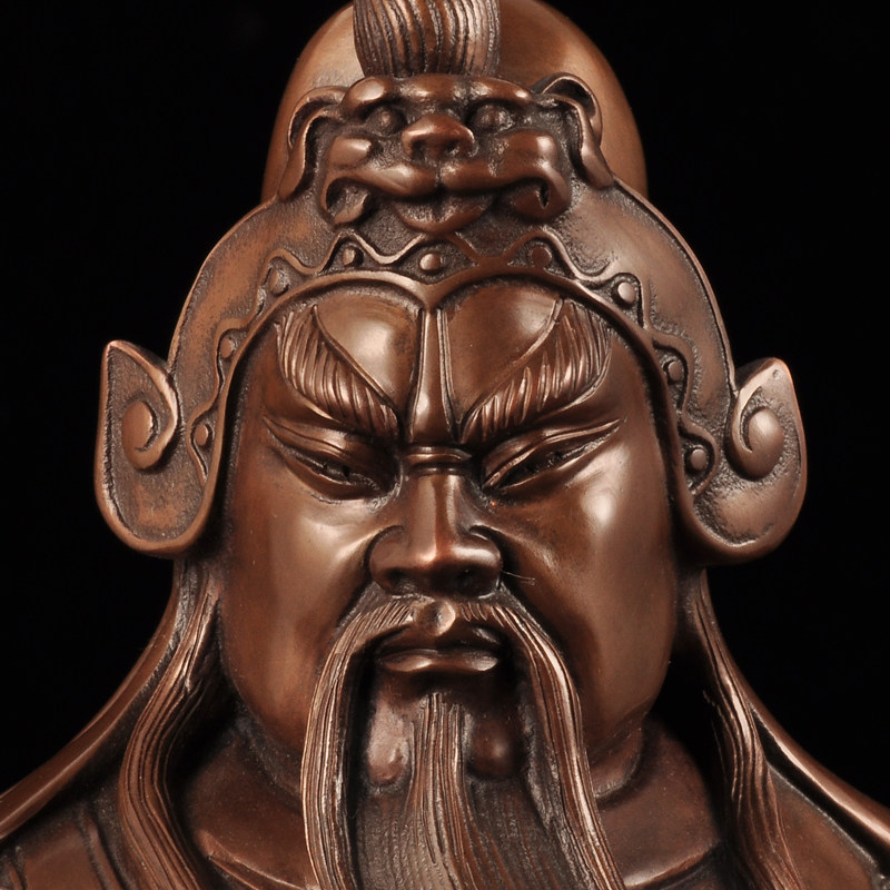 紫铜关公武财神摆件招财关公像关二爷关羽铜像家居客厅玄关装饰品