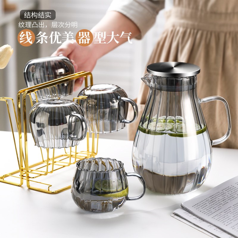 玻璃冷水壶家用耐高温凉水杯防爆大容量高颜值凉白开茶壶水杯套装