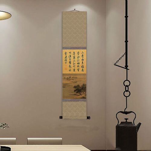新中式禅意卷轴挂画竖版玄关走廊过道装饰画餐厅茶室书房复古字画