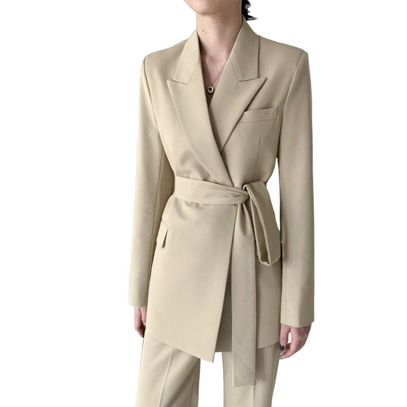西装外套女2022春季新款高级感修身系带休闲小西服上衣职业套装女