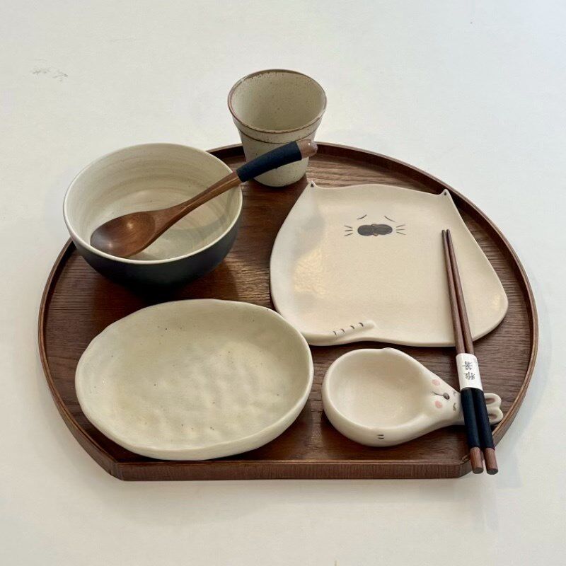 漫生活老板娘 发呆小猫 一人食餐具童趣碗碟套装可爱早餐儿童卡通