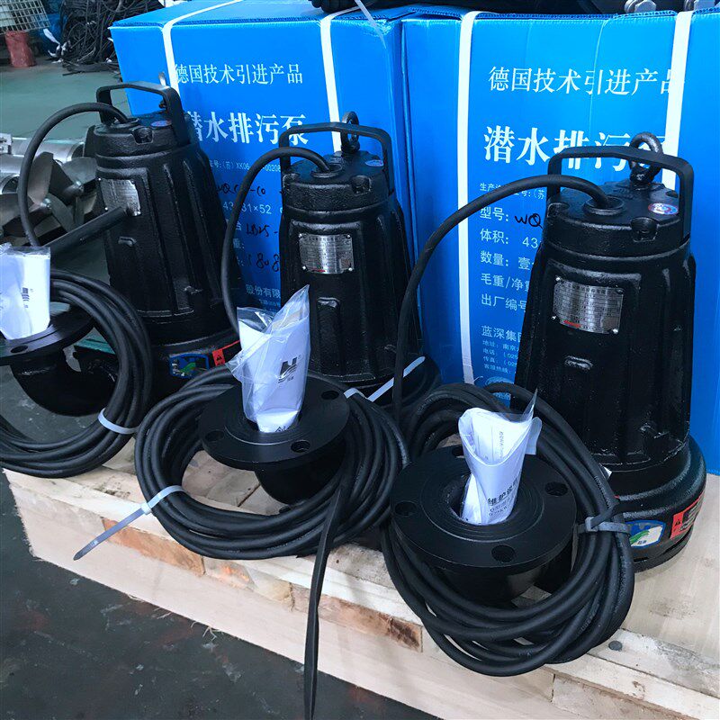 蓝深潜水排污泵WQ15-10-1.5KW口径50南京污水泵自耦 移动式水泵