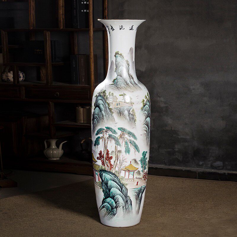 景德镇陶瓷落地大花瓶中式插花客厅玄关酒店名宿装饰瓷器摆件大号