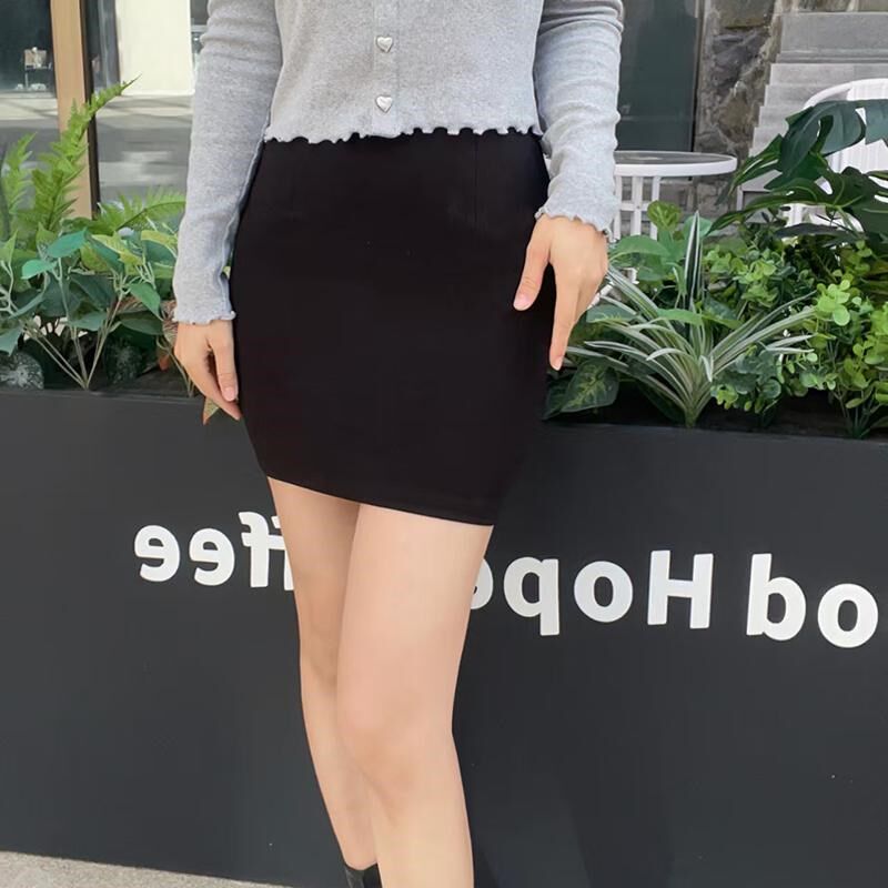 黑色弹力包臀裙半身裙高腰紧身工作短裙一步裙ol气质裙子秋冬厚款