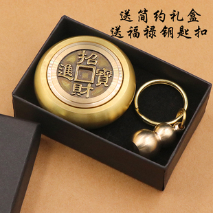 黄铜招财进宝转钱旋转减压把玩件时来运转牛转乾坤本命年手把件