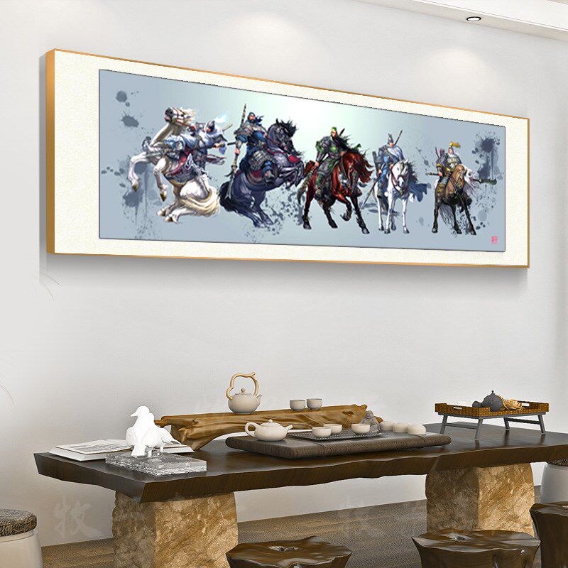 三国五虎上将图水墨画画像壁画常山赵子龙古风挂画饭店餐厅装饰画