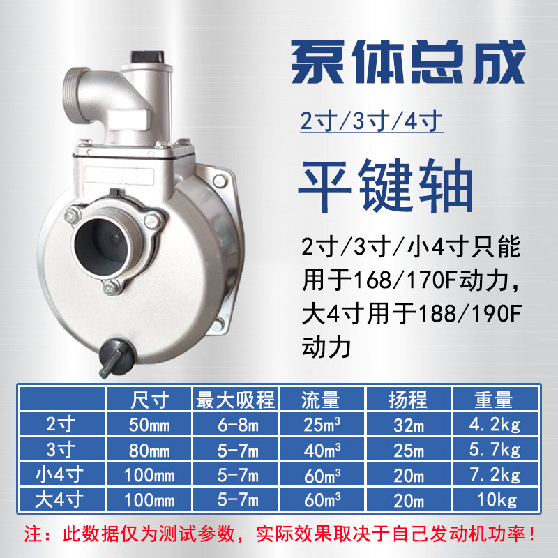 汽油机水泵总成配件2寸/3寸自吸泵抽水泵168f170F铝合金泵体农业