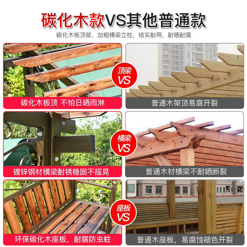 远茂户外凉亭铝合金葡萄架架子别墅庭院防腐木遮阳棚室外实木亭子