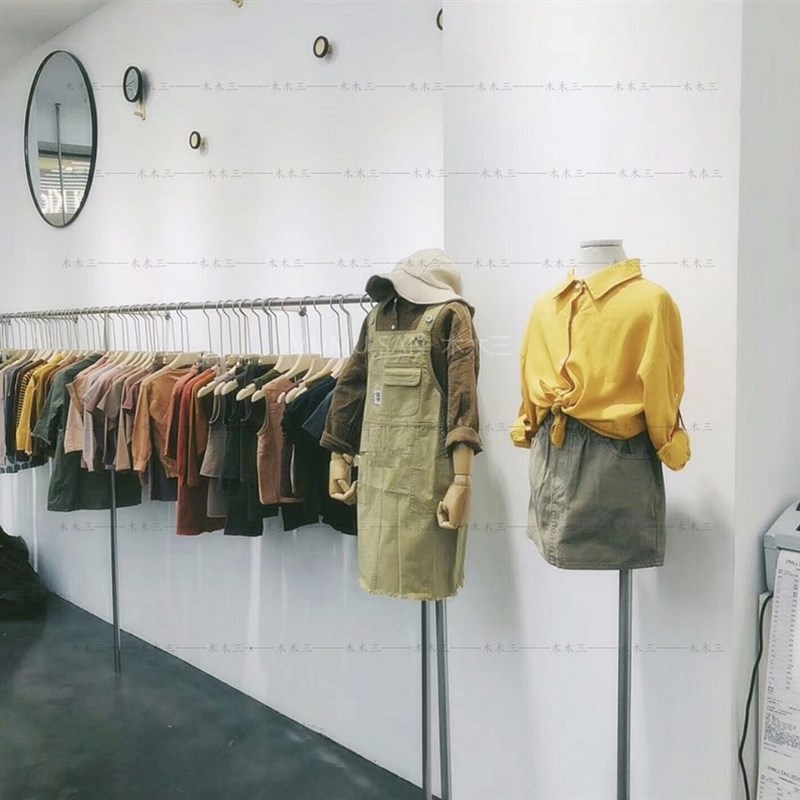 服装店衣架收纳整理架神器可移动金色不锈钢展示货架放衣架的架子