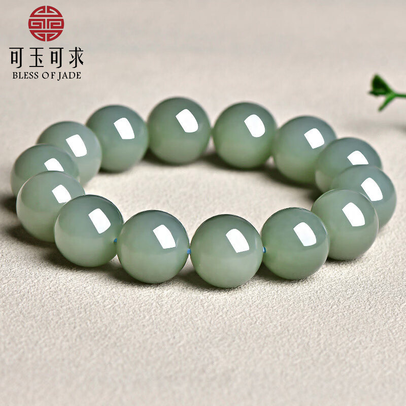 可玉可求天然青白玉手链圆珠手串和田玉石男款D3206