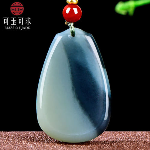 可玉可求天然青花玉牌吊坠和田玉无事牌玉石项链M11018