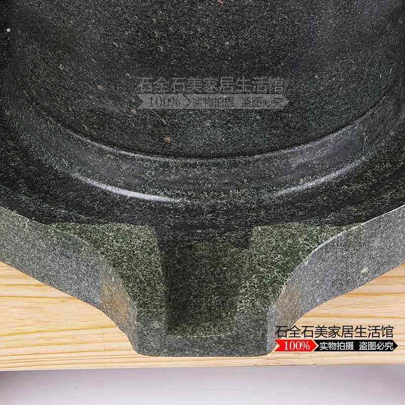 天然青石老磨盘手工米粉机手摇豆浆机小石磨家用精品17*27无木架