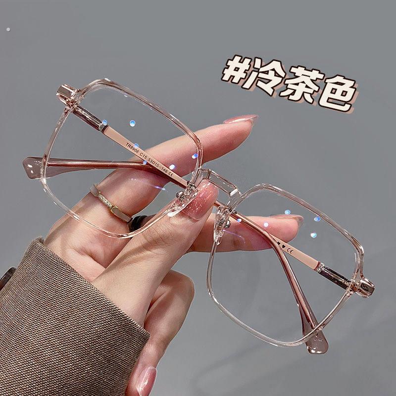 冷近视眼镜框女款素颜大脸可配有度数防蓝光眼睛框架圆脸散光疲劳