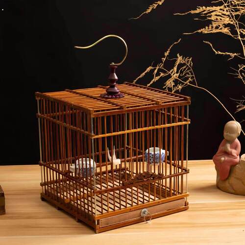 竹制小方笼绣眼黄雀鸟笼贝子文鸟手工鸟笼鸟笼大全