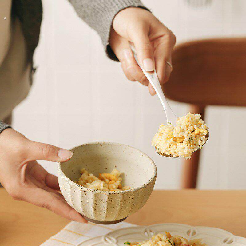 肆月饭勺吃饭家用不锈钢个人专用粥勺盛饭大厨房勺子长柄加厚舀米
