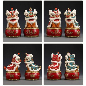 礼师傅国潮醒狮摆件黄铜工艺品家居玄关电视柜办公室装饰乔迁礼品
